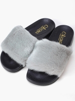 CHIARAファーサンダル/グレー