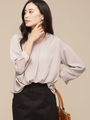 FO 裾タックスキッパーブラウス/ライトベージュ