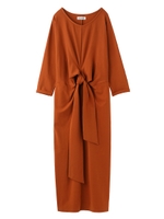 FRONT RIBBON LONG DRESS/ブラウン