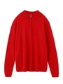 HALF ZIP KNIT TOP/レッド