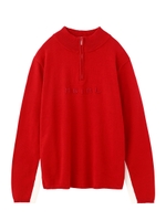 HALF ZIP KNIT TOP/レッド