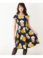 INCEDE ぼかしフラワーワンピース/ネイビー(193)