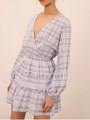 IVY STRIPE LS DRESS/GREY W WHITE