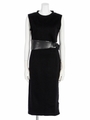 LEATHER BELT SWEAT DRESS/BLACK