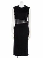 LEATHER BELT SWEAT DRESS/BLACK