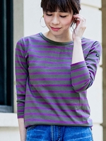 Le minor バックVボーダーカットソー/グレー柄