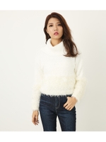 MIXシャギーオフタートルKnit TOP/WHT