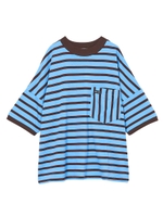 MULTI STRIPED POCKET TOP/ライトブルー