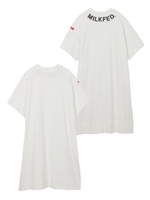 NECK STENCIL WIDE RIB DRESS/ホワイト