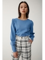 PUFF SLEEVE RIB ニット/L/BLU1