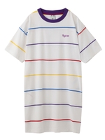 RAINBOW STRIPE S/S TEE DRESS/ホワイト