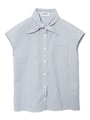RIBBON COLLAR BLOUSE/ブルー
