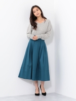 SMF T/C タック 裾切り替えスカート / フレアスカート/DK.GREEN
