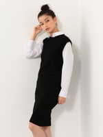 Sov ウエスト レースダウン ニットワンピース / ソブ/BLACK