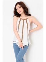S柄テープFキャミTOP/WHITE