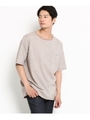 Tシャツ ストレッチ 綿麻 ビッグシルエットTシャツ/ライトベージュ(051)