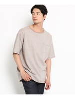Tシャツ ストレッチ 綿麻 ビッグシルエットTシャツ/ライトベージュ(051)