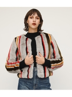 VIVID STRIPE FAUX FUR JK/GRY
