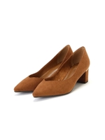 Vカットチャンキーヒールパンプス/ブラウン(050)