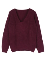 Vネックニットプルオーバー/ベージュ