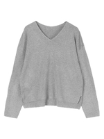 Vネックミラノリブニット/杢グレー
