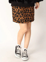 WC/ヒョウ柄ウールタッチスカート
