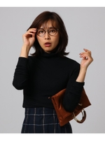 [L]【洗える】ウォッシャブル天竺　ハイネックプルオーバー/ブラック(019)