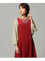 [L]【洗える】ラメニットショートカーディガン/ゴールド(006)