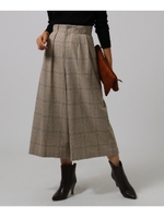 [L]ウールチェックワイドパンツ/ベージュ(252)