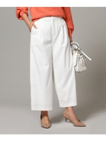 [L]ツイルバックゴムワイドパンツ/ホワイト(001)