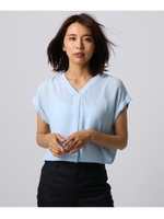 [L]パウダリージョーゼットシャツ/サックス(090)