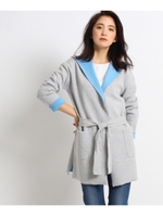 [S]バイカラーフーデットミディカーディガン/ライトグレー(911)