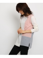 [S]ブロック切り替えニットトップス/ホワイト(502)