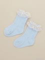 [ベビー]チュールレース付きレーシーソックス/ライトブルー