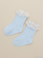 [ベビー]チュールレース付きレーシーソックス/ライトブルー