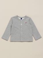 [ベビー]Orange hakka 裏毛スナップアップカーディガン/杢グレー