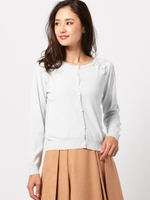 flowerヨークカーディガン/ライトブルー