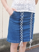 laceup denim miniskirt/blue