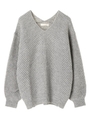 ・ななめ編みニットプルオーバー/杢グレー