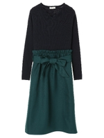 ・カラーブロックドッキングニットワンピース/ネイビー