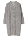 ・ケーブルVネックワンピース/杢グレー