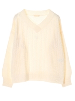 ・ケーブルニットプルオーバー/アイボリー