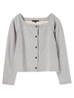 ・スクエアネック前釦プルオーバー/杢グレー