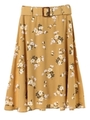 ・ビッグフラワーフレアースカート/マスタード