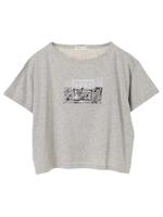 ・フォトプリントワイドTシャツ/杢ライトグレー