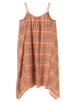 ・フレンチリネンブレンドアシッドマドラスワンピース/ブラウン