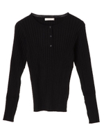 ・ヘンリーネックニットプルオーバー/ブラック