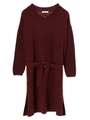 ・ベルト付ニットチュニック/ボルドー