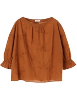 ・総刺繍柄ブラウス/ライトブラウン