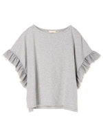 ・袖フリルポンチョ/ライトグレー